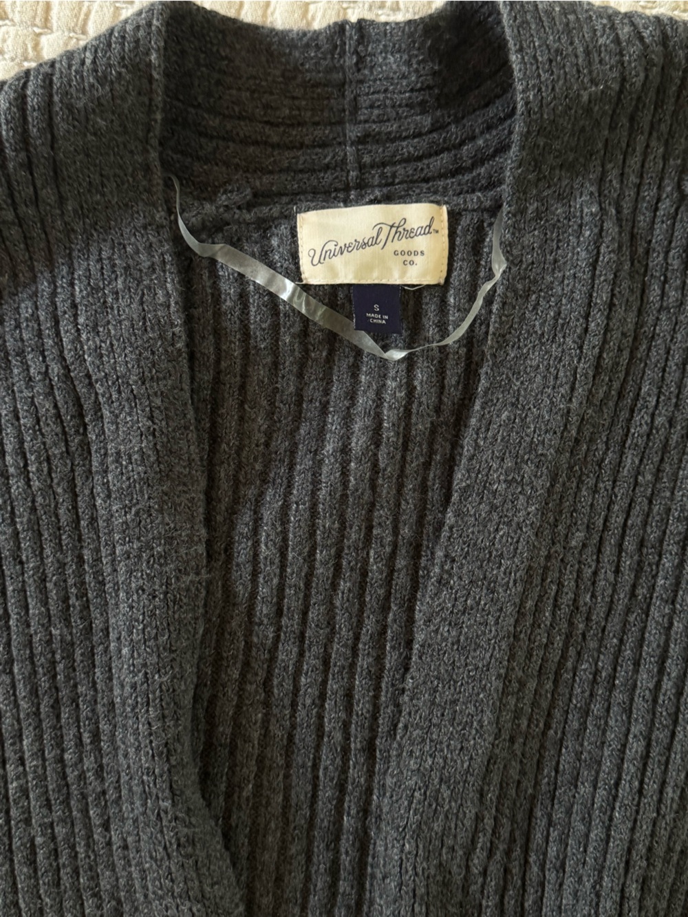 Universal Thread Charcoal Ribbed Open-Front Cardigan - Picture 3 of 3